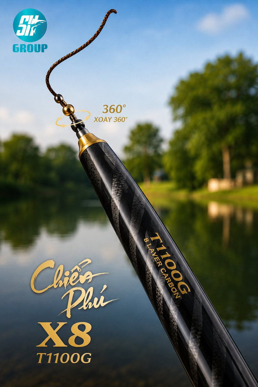 Toàn cảnh cần đài săn hàng Chiến Phủ X8 T1100G cần đài săn hàng chiến phủ x8 t1100g toàn cảnh phôi carbon
