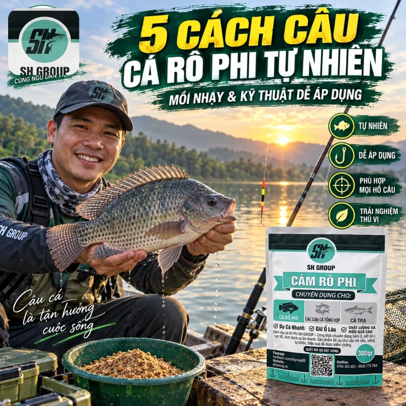 5 cách câu cá rô phi tự nhiên với gợi ý chuẩn bị mồi, chọn điểm câu và áp dụng kỹ thuật phù hợp tại hồ.