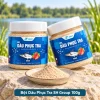 Hai sản phẩm Bột Dâu Phục Tra SH Group 100g, một sản phẩm đứng và một sản phẩm nghiêng khoảng 30 độ, kèm đĩa bột minh họa.