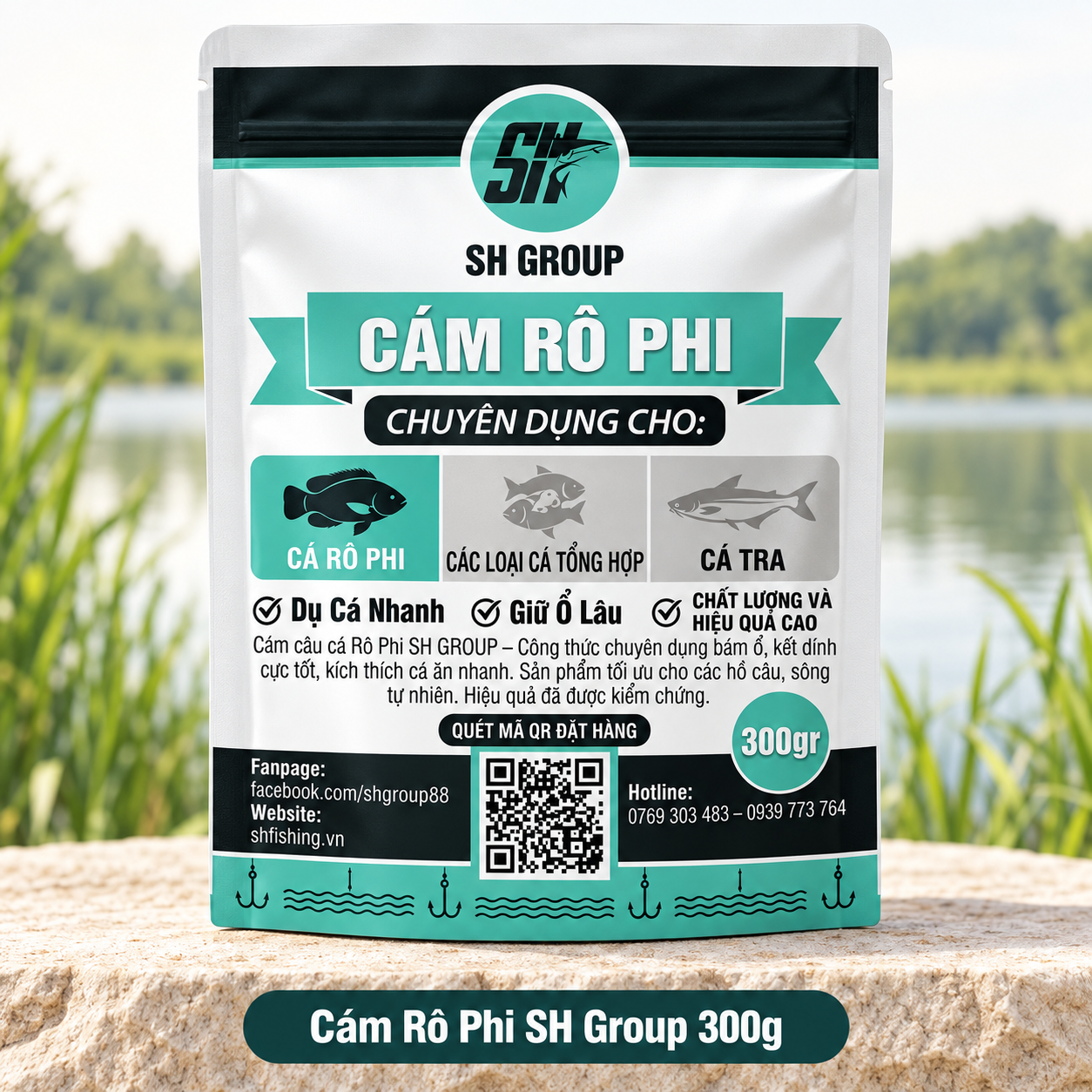 Cám Câu Cá Rô Phi SH Group 300g Cám câu cá rô phi SH Group 300g