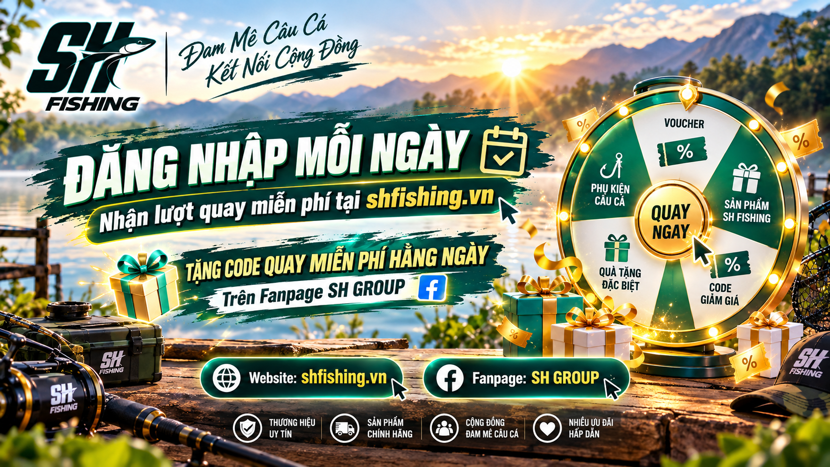 Vòng quay may mắn SH Fishing tháng 10/2026 với lượt quay miễn phí mỗi ngày