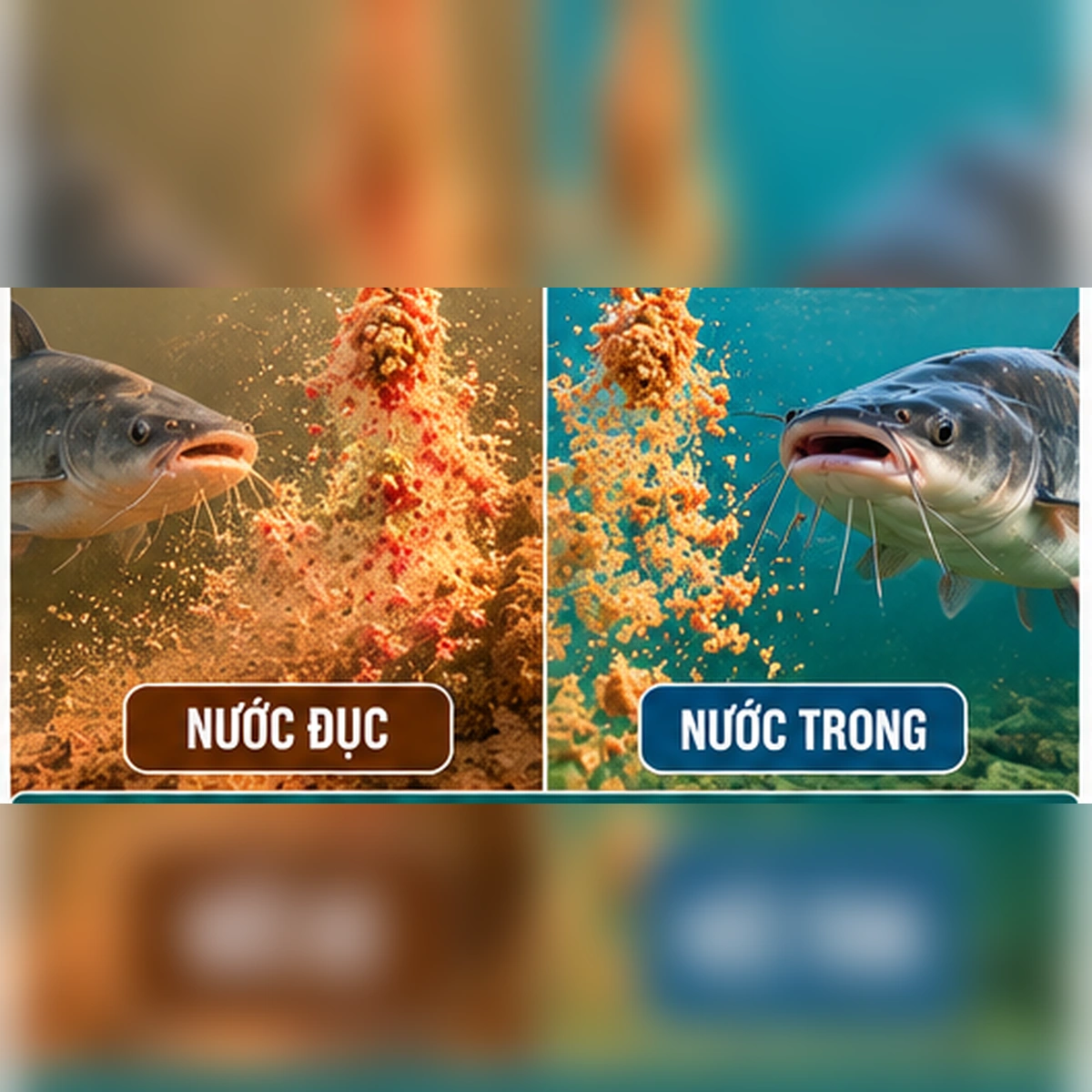 So sánh mồi câu cá tra sông khi nước đục và nước trong