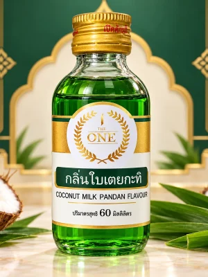 Tinh mùi Cốt dừa lá dứa The One 60ml, một chai chính diện với nhãn The One hướng về phía trước